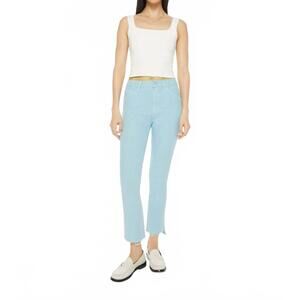 NEW MOTHER insider crop step fray jeans in chalk it up